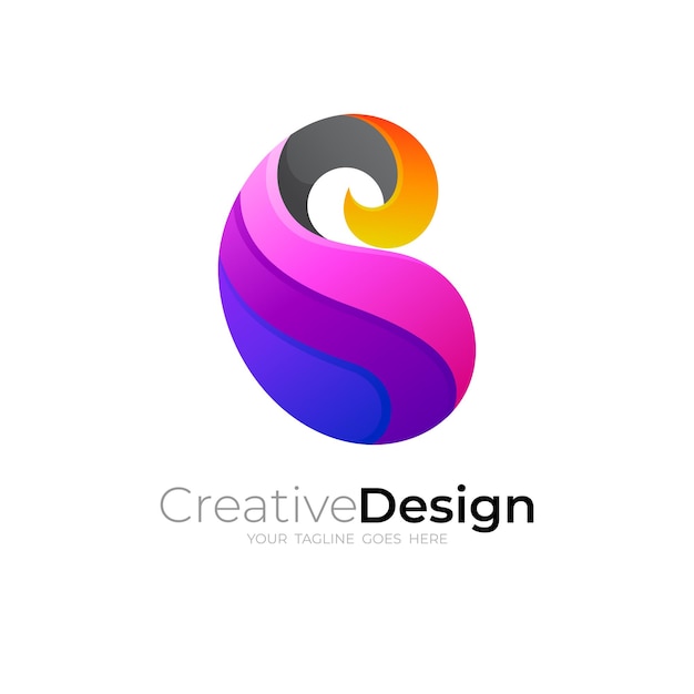 Design de logotipo simples letra b, 3d colorido