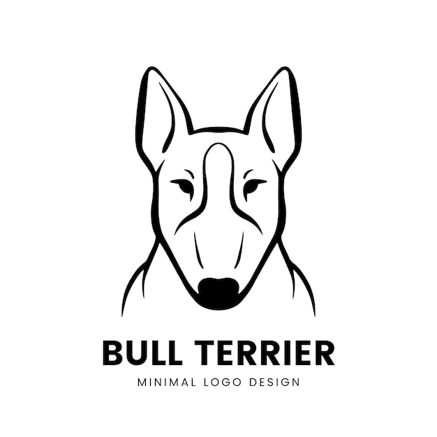 Vetor design de logotipo simplista de cachorro bull terrier voltado para a frente