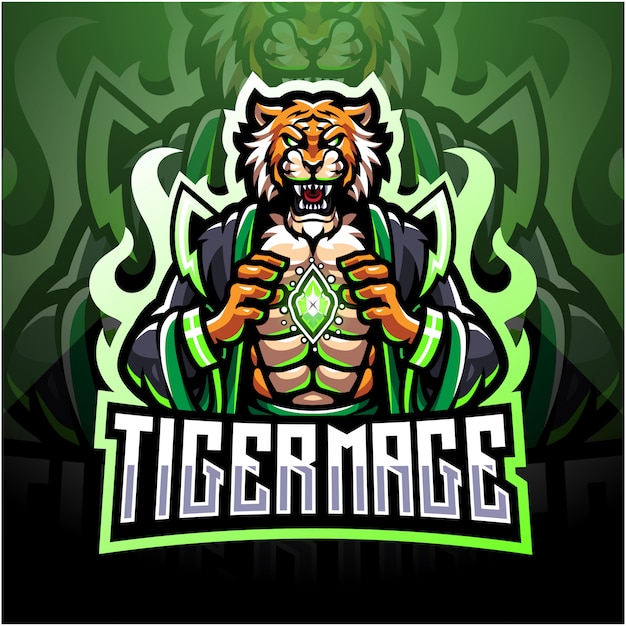 Design de logotipo tigre mage esport mascote