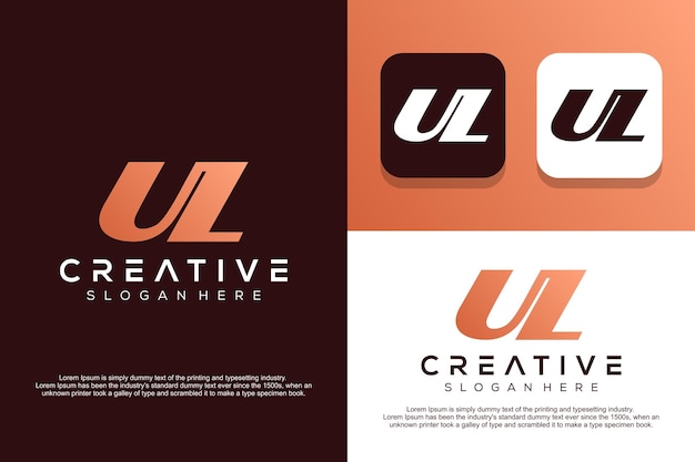 Vetor design de logotipo ul de carta monograma abstrata