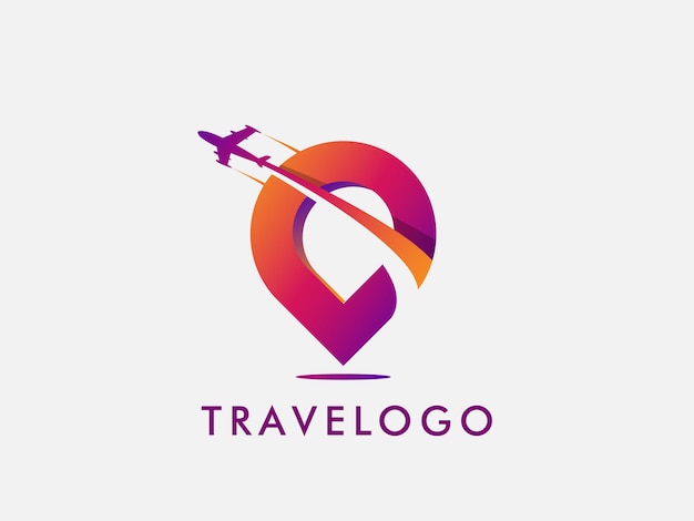 Design de logotipo vetorial de agência de transporte e viagens com logotipo Pin que pode ser usado para agência de férias de transporte de bilhetes