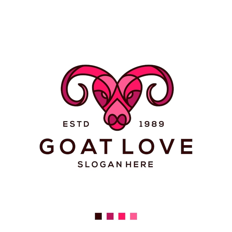 Vetor design de logotipo vetorial de amor e cabra