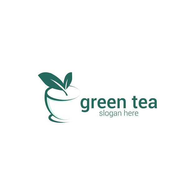 design de logotipo vetorial estilo de contorno de chá verde