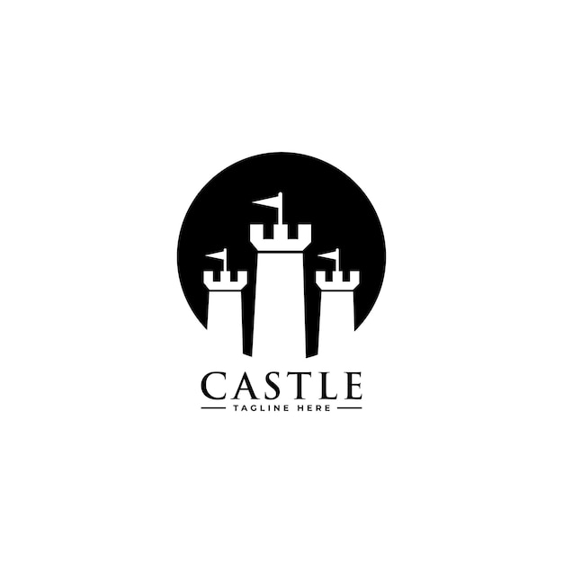 Vetor design de logotipo vetorial ícone do logotipo do castelo e ilustração de vetor completo modelo de logotipo