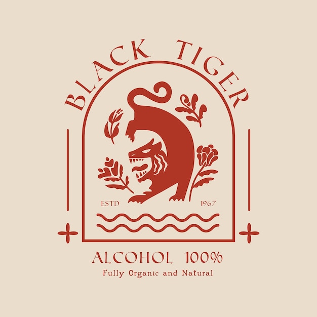 Design de logotipo vintage com vetor de estilo rústico retrô de ilustração de tigre