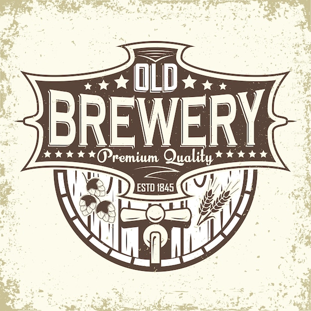 Vetor design de logotipo vintage da cervejaria