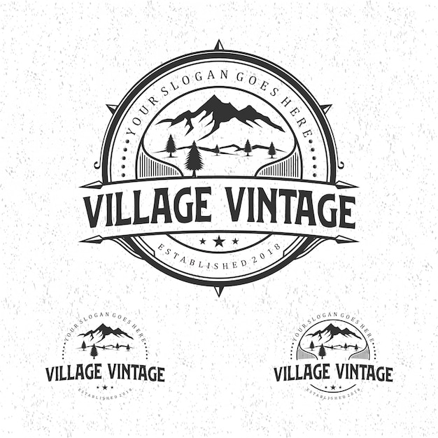 Vetor design de logotipo vintage de aldeia