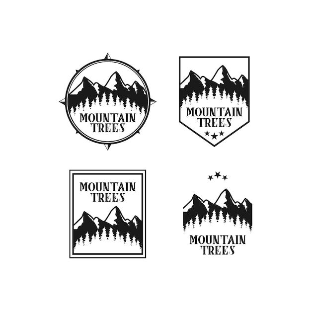 Design de logotipo vintage de árvores de montanha premium clipart