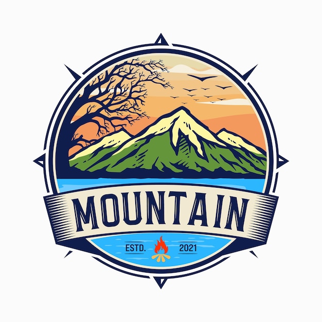 Design de logotipo vintage de montanha