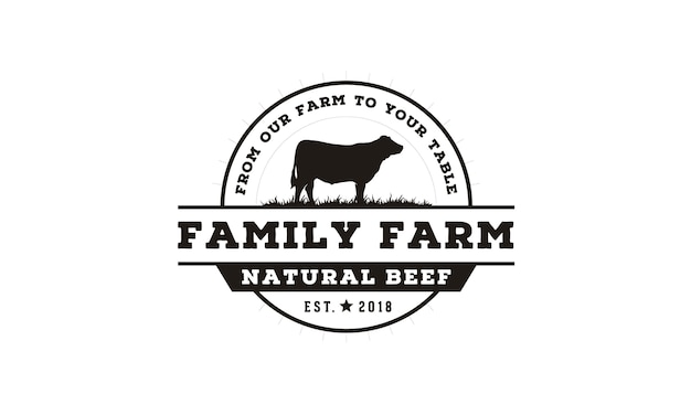 Design de logotipo vintage gado / carne rótulo emblema