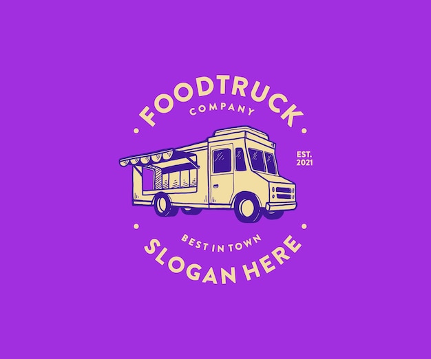 Design de logotipo vintage retrô de food truck