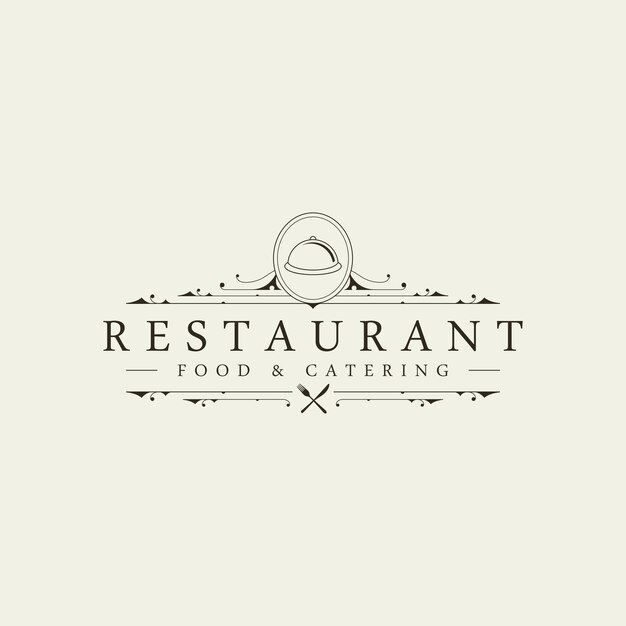 Vetor design de logotipo vintage retrô de restaurantes e catering