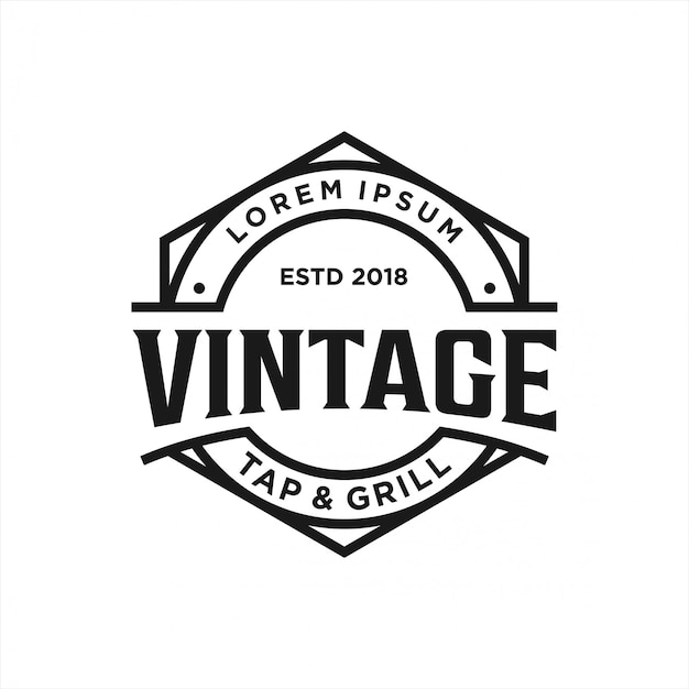 Design de logotipo vintage tap & grill