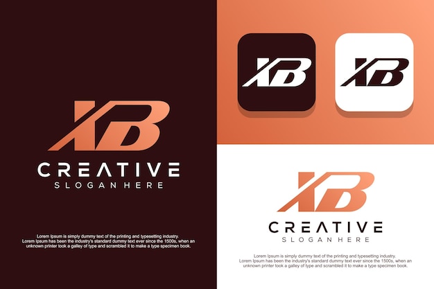 Design de logotipo xb de carta monograma abstrata