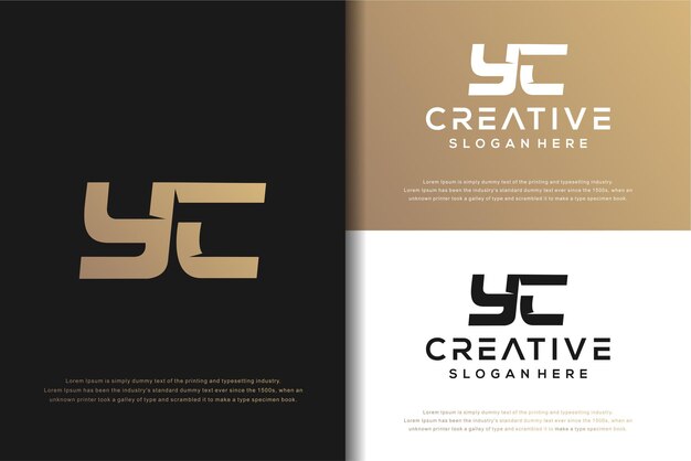 Design de logotipo yc de carta monograma abstrata