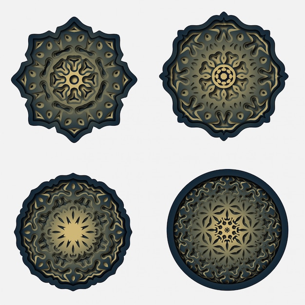 Design de mandala de ornamento, decoração de corte a laser