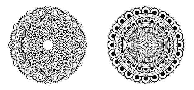 Design de mandala de vetor floral preto branco