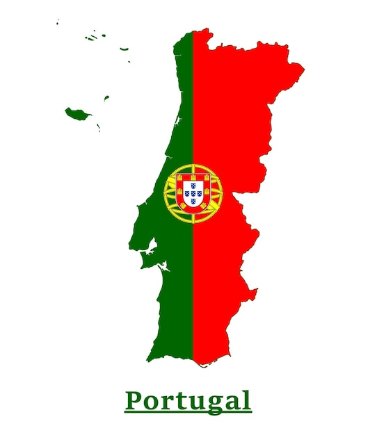 Pôster bandeira do mapa político do país portugal