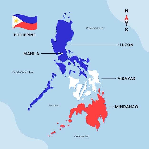 Vetor design de mapa filipino desenhado à mão