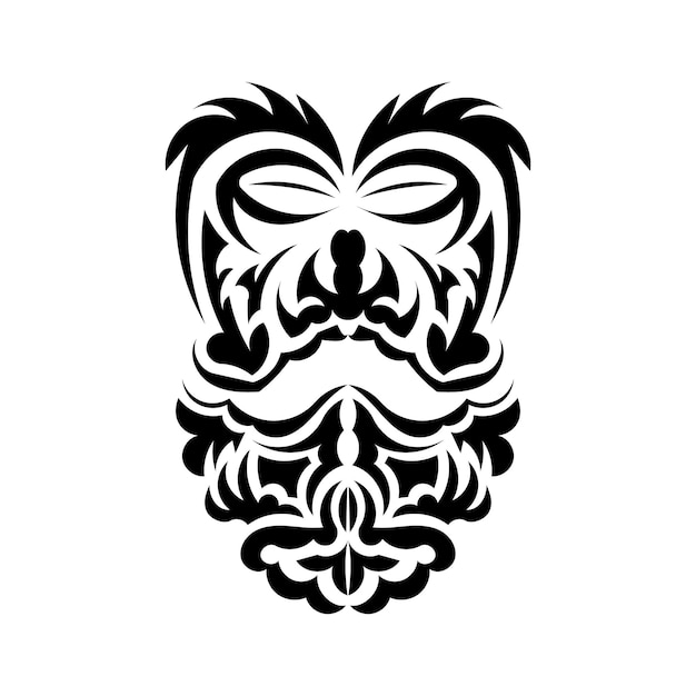 Design de máscara tiki nativos polinésios e havaianos ilustração tiki em preto e branco isolado modelo de tatuagem pronto vetor