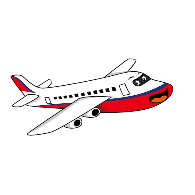 design de mascote de avião. ilustração em vetor personagem de transporte aéreo. símbolo de avião engraçado.