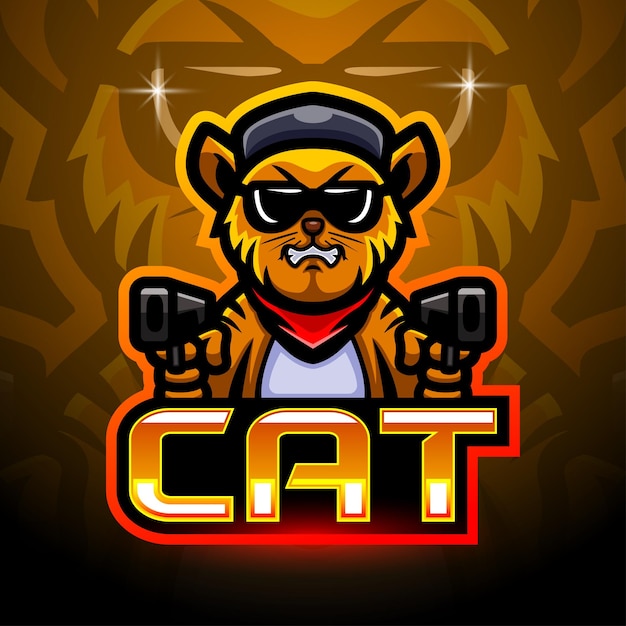 Design de mascote de logotipo de esport de gato