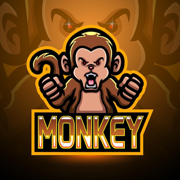 Vetor design de mascote de logotipo esport de macaco
