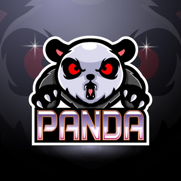 Vetor design de mascote de logotipo panda esport