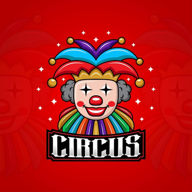 Design de mascote de personagem de desenho animado de palhaço de circo