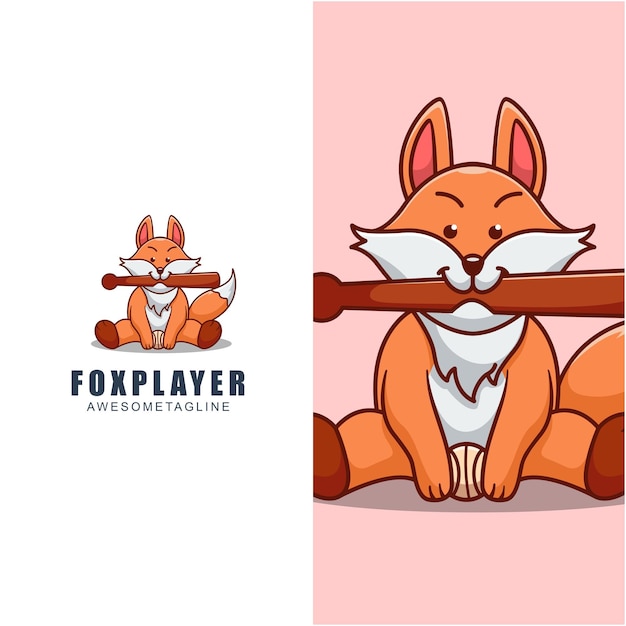 Vetor design de mascote de personagem do jogador fox