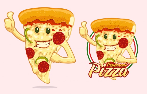 Design de mascote de pizza para vendedor de pizza