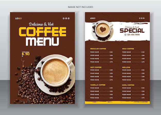 Design de menu de café para a sua cafeteria