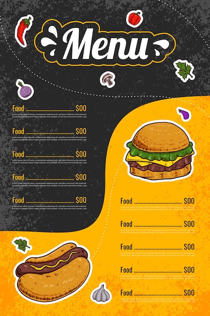 Vetor design de menu de fast food