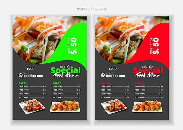 Design de menus de restaurantes e design de panfletos de alimentos