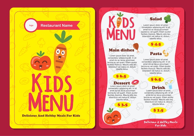 Design de menus para crianças em restaurantes