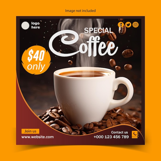 Design de mídia social de café especial PSD grátis