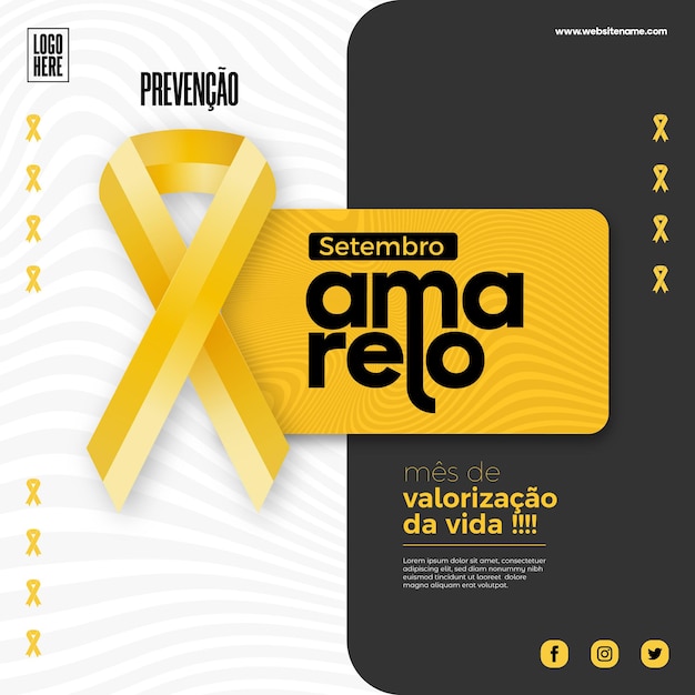 Vetor design de mídia social para setembro amarelo