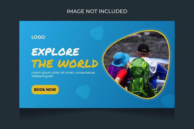 Design de miniatura do YouTube para agência de viagens e modelo de banner da web