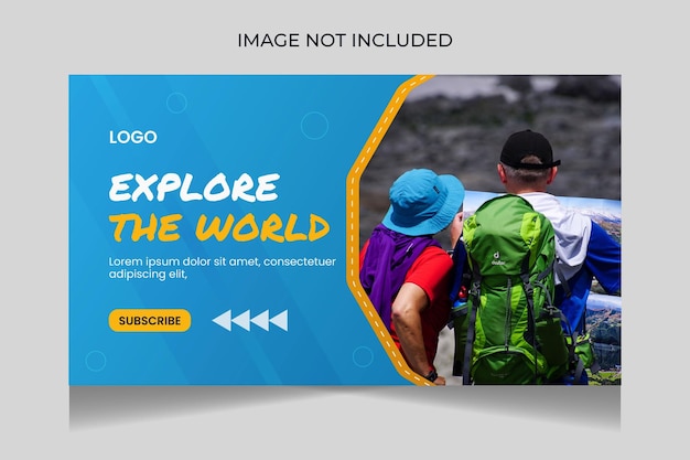 Design de miniatura do YouTube para agência de viagens e modelo de banner da web