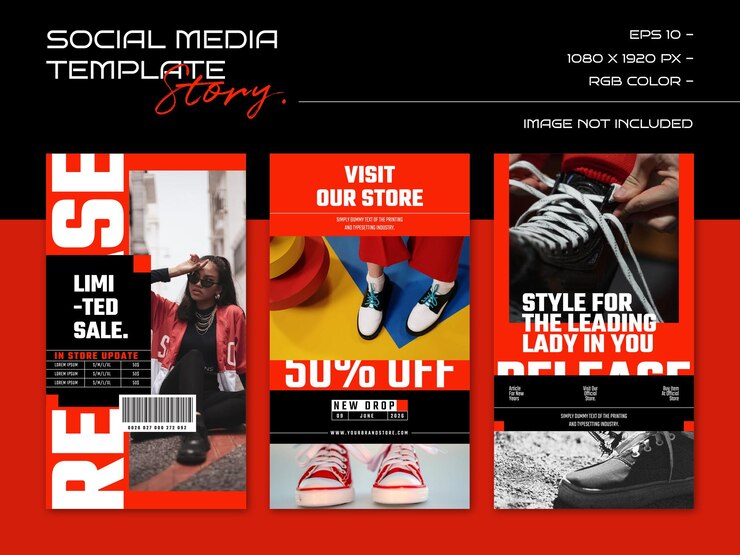 Vetor design de moda streetwear futurista urbano moderno para modelo de história de mídia social
