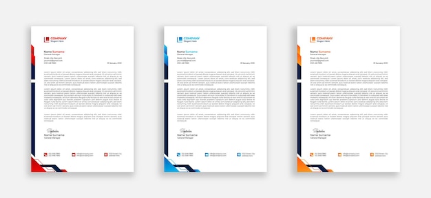 Design de modelo A4 corporativo multicolorido de papel timbrado criativo para o seu negócio