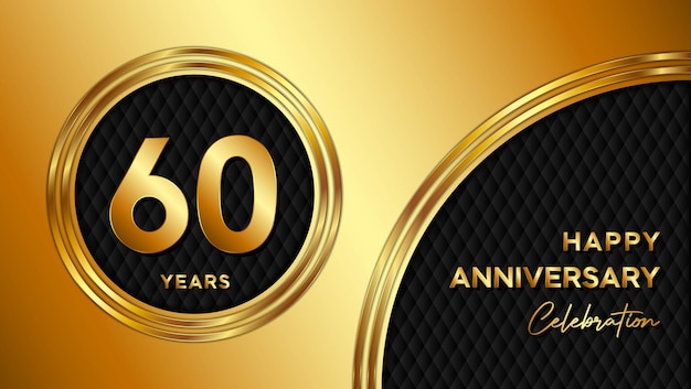 Design de modelo de 60º aniversário com textura dourada e número para evento de comemoração de aniversário