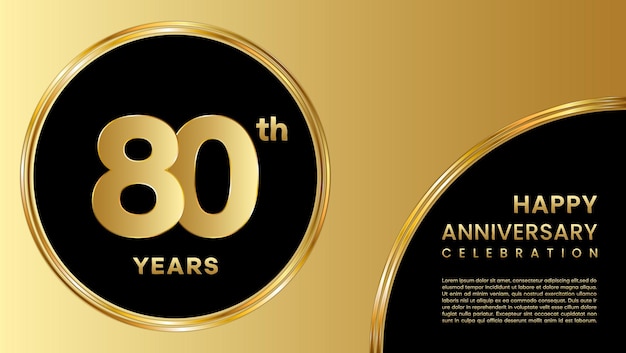 Vetor design de modelo de 80º aniversário com números dourados e padrão