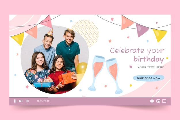 Design de modelo de aniversário desenhado à mão