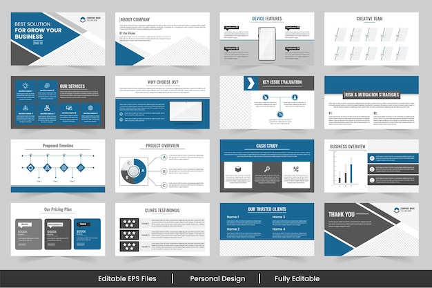 Design de modelo de apresentação de slides de negócios Conjunto de modelos de apresentação powerpoint modernos