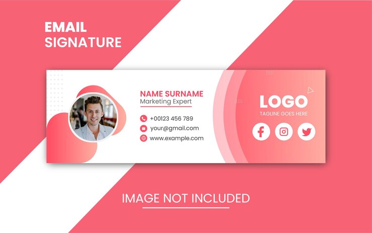 Vetor design de modelo de assinatura de e-mail comercial ou rodapé de e-mail e capa de mídia social pessoal
