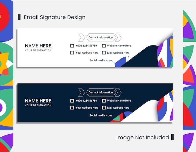 Design de modelo de assinatura de e-mail criativo ou rodapé de e-mail para fins promocionais com forma abstrata