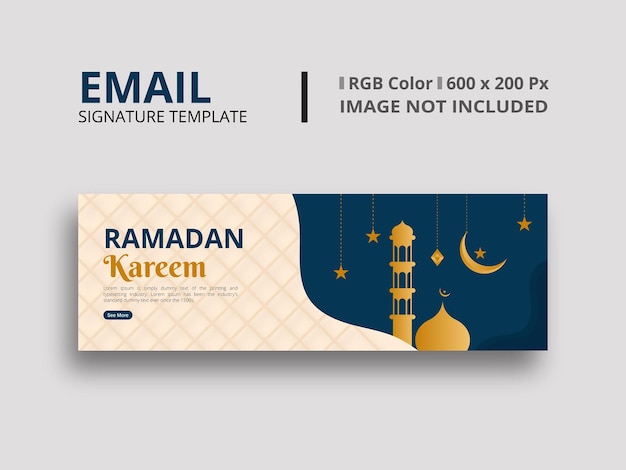 Design de modelo de assinatura de e-mail de banner de venda do ramadã