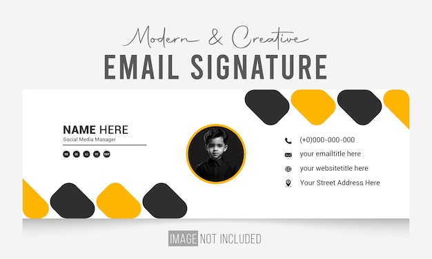 Design de modelo de assinatura de e-mail moderno e criativo
