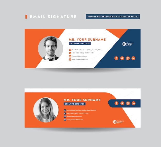 Design de modelo de assinatura de email. conjunto de capa de mídia social